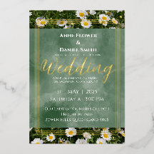 Elegant Green Daisy Foil