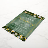 Elegant Green Daisy Foil Folieneinladung (Gedreht)