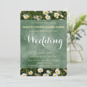 Elegant Green Daisy Wedding Einladung (Stehend Vorderseite)
