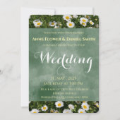 Elegant Green Daisy Wedding Einladung (Vorderseite)