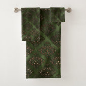 Elegant Green Damask Bronze Badezimmer Badhandtuch Set (Insitu)