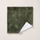 Elegant Green Damask Bronze Badezimmer Badhandtuch Set (Waschlappen)