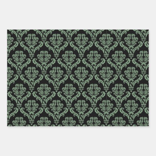Elegant Green Damask Geschenkpapier Set (Vorderseite)