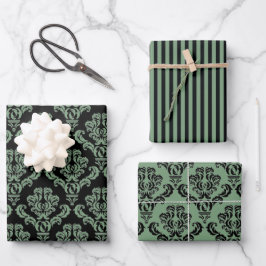 Elegant Green Damask Geschenkpapier Set