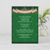 Elegant Green Damask Goth Wedding Einladung (Stehend Vorderseite)