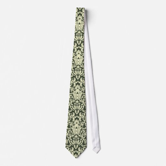 Elegant Green Damask Krawatte (Vorderseite)