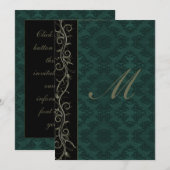 Elegant Green Damask Wedding Einladung (Vorne/Hinten)