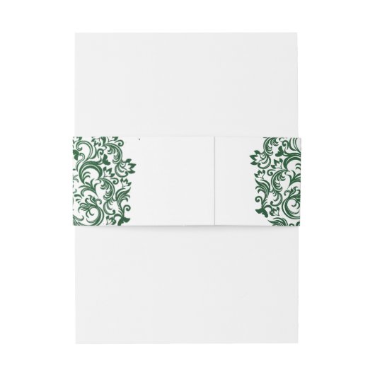 Elegant Green Damask Wedding Einladungsbanderole (Rückseitenbeispiel)