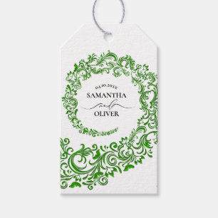 Elegant Green Damask Wedding Geschenkanhänger