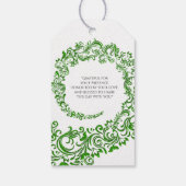 Elegant Green Damask Wedding Geschenkanhänger (Rückseite)