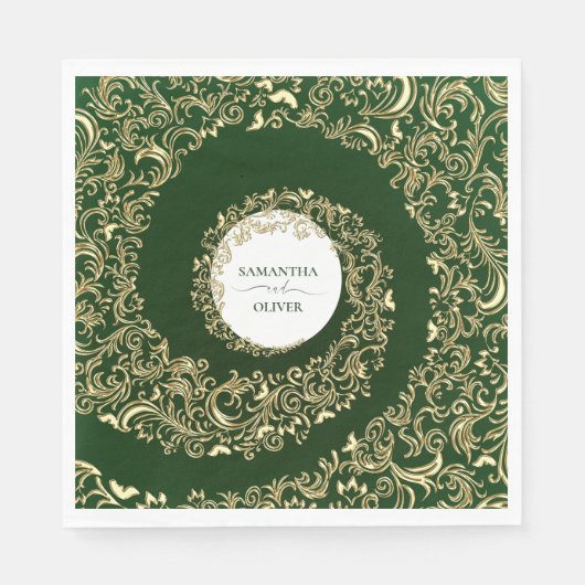 Elegant Green Damask Wedding Serviette (Vorderseite)
