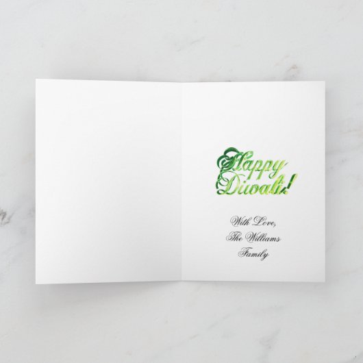 Elegant Green Diwali Lights Candlelight Karte (Innenseite)