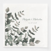 Elegant Green Eucalyptus Bouquet Wedding Paper Din Serviette (Vorderseite)