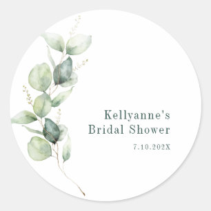 Elegant Green Eucalyptus Brautparty Vielen Dank Runder Aufkleber