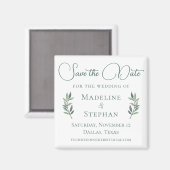 Elegant Green Eucalyptus Leaf Modern Save the Date Magnet (Vorderseite/Rückseite)