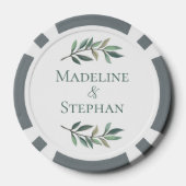 Elegant Green Eucalyptus Leaf Personalized Wedding Pokerchips (Rückseite)