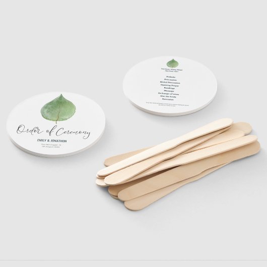 Elegant Green Eucalyptus Leaf Wedding Program Fächer (Non-assembled)