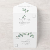 Elegant Green Eucalyptus Script Wedding All In One Einladung (Außenbereich)