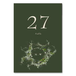 Elegant Green Eucalyptus Wreath Monogram Wedding Tischnummer