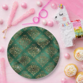 Elegant Green & Faux Gold Vintage Christmas Pappteller (Party)