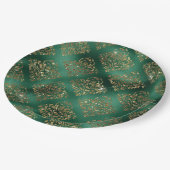 Elegant Green & Faux Gold Vintage Christmas Pappteller (Schrägansicht)