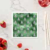 Elegant Green & Faux Silver Trees Christmas Serviette (Beispiel)