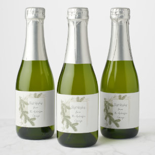 Elegant Green Ferns Custom Hand Script Corporate Schaumweinetikett