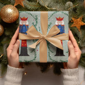 Elegant Green Festive Merry Christmas Nutcracker Geschenkpapier