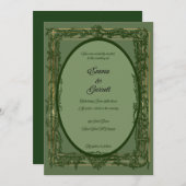 Elegant Green Filigree Wedding Invitation Einladung (Vorne/Hinten)