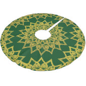Elegant Green Fine Gold Floral Mandala Weihnachten Polyester Weihnachtsbaumdecke (Schrägansicht)