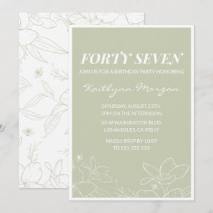 Elegant Green Floral 47. Geburtstag Einladungen