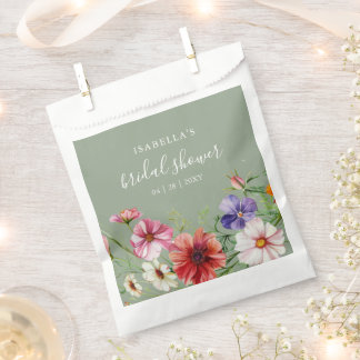 Elegant Green Floral Bridal Shower Favor Geschenktütchen