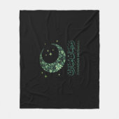 Elegant Green Floral Crescent Ramadan Mubarak Arab Fleecedecke (Vorderseite)