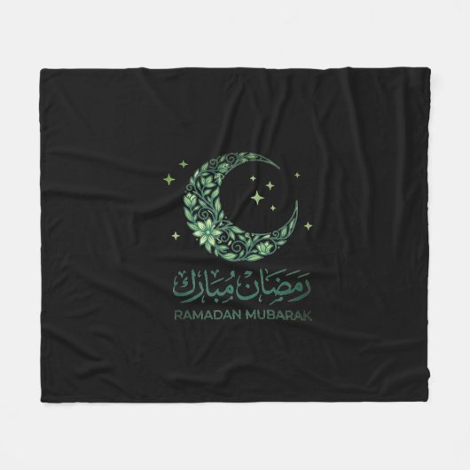 Elegant Green Floral Crescent Ramadan Mubarak Arab Fleecedecke (Vorderseite (Horizontal))