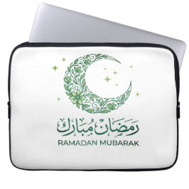 Elegant Green Floral Crescent Ramadan Mubarak Arab Laptopschutzhülle