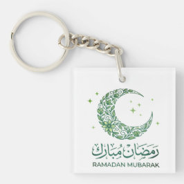 Elegant Green Floral Crescent Ramadan Mubarak Arab Schlüsselanhänger