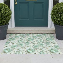 Elegant Green Floral Door Mat Fußmatte