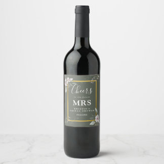 Elegant Green Floral Future Mrs. Brautparty Weinetikett