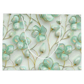 Elegant Green Floral Große Geschenktüte (Rückseite)