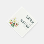 Elegant Green Floral Illustration Serviette (Ecke)