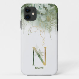 Elegant Green Floral Letter N Case-Mate iPhone Hülle
