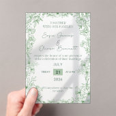 Elegant Green Floral Line Art Wedding Invitation  Acryleinladungen (Insitu (Handheld))