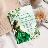 Elegant Green Floral Prinzessin Quinceañera Einladung