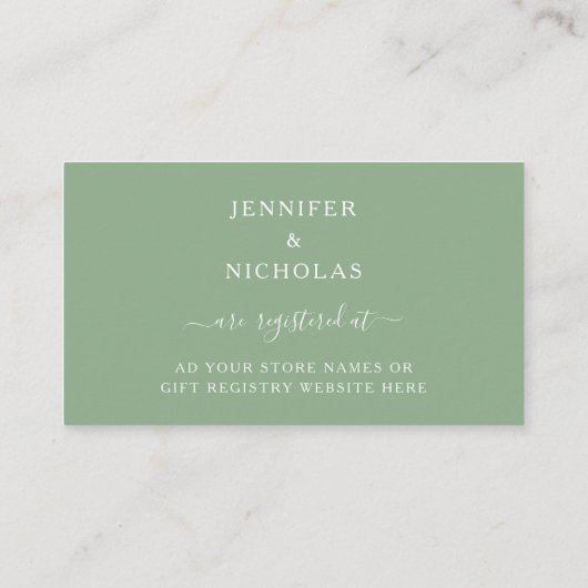 Elegant Green Floral Rose Hochzeitregister Begleitkarte (Rückseite)