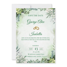 Elegant Green Floral Save the Date Hochzeit