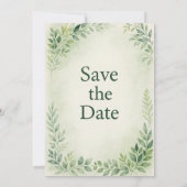 Elegant Green Floral Save the Date Hochzeit (Rückseite)