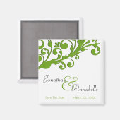 Elegant Green Floral Save the Date Magnet (Vorderseite/Rückseite)