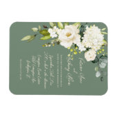Elegant Green Floral Script Einladung zur Hochzeit Magnet (Horizontal)