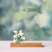 Elegant Green Floral Wedding Menu Acrylschild (Neutral)