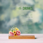 Elegant Green Floral Wedding Menu Acrylschild (Neutral)